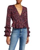 Archer Ruffled Floral-print Wrap Top