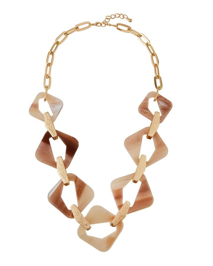 Geometric Resin Link Necklace, Beige