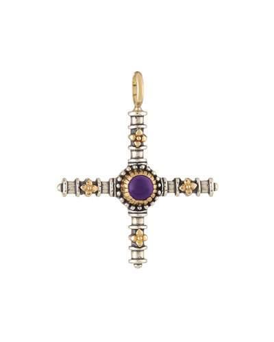 Erato Slim Amethyst Doublet Cross Pendant Enhancer