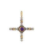 Erato Slim Amethyst Doublet Cross Pendant Enhancer