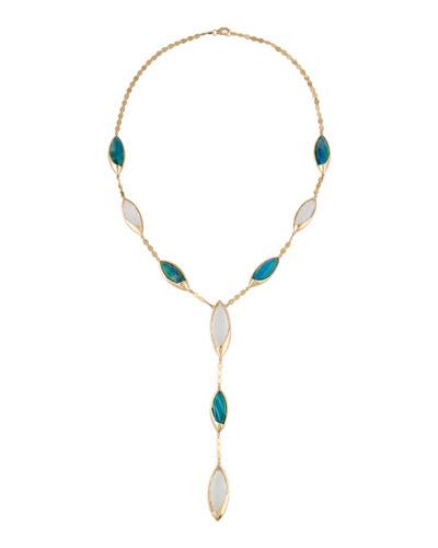 14k Radiant Rock Crystal, Malachite & Moonstone Y-drop Necklace