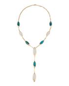 14k Radiant Rock Crystal, Malachite & Moonstone Y-drop Necklace