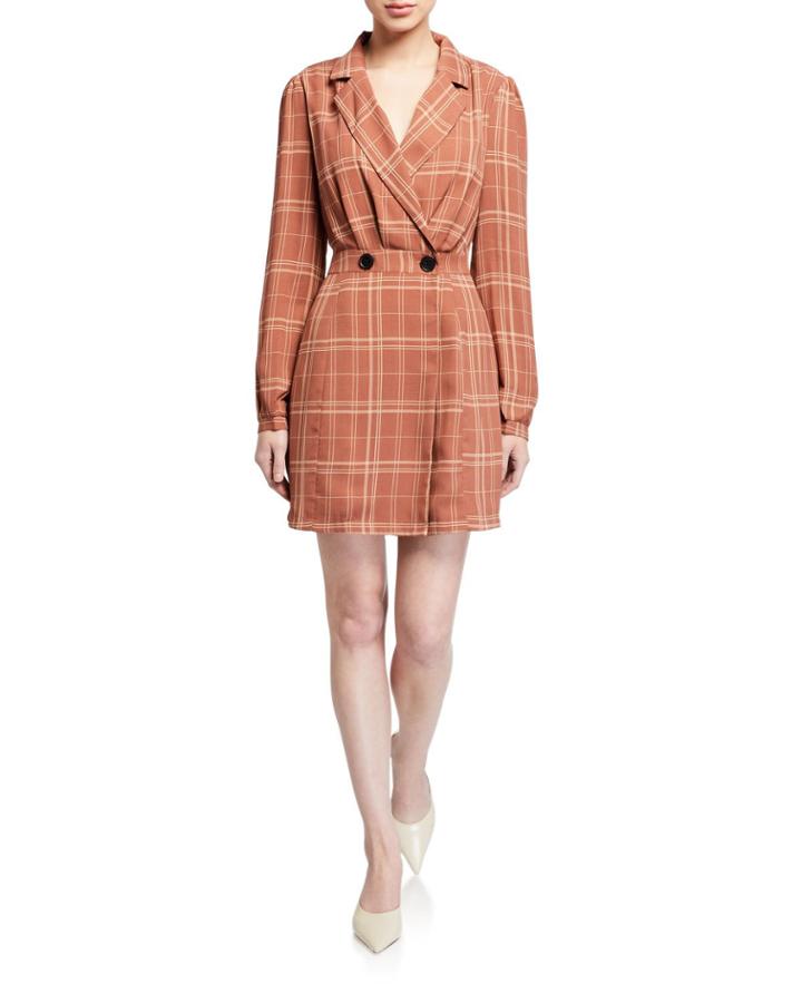 Plaid Double-breasted Wrap Dress