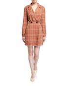Plaid Double-breasted Wrap Dress