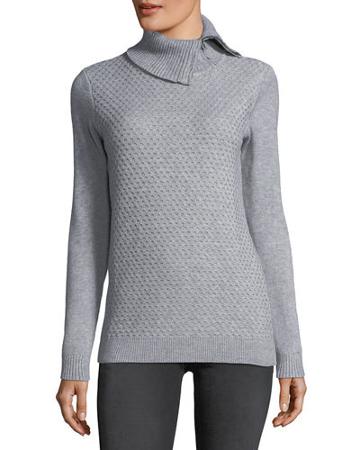 Honeycomb-knit Zip-neck