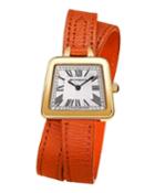 28mm Emma Trapezoid Double-wrap Watch, Orange/gold