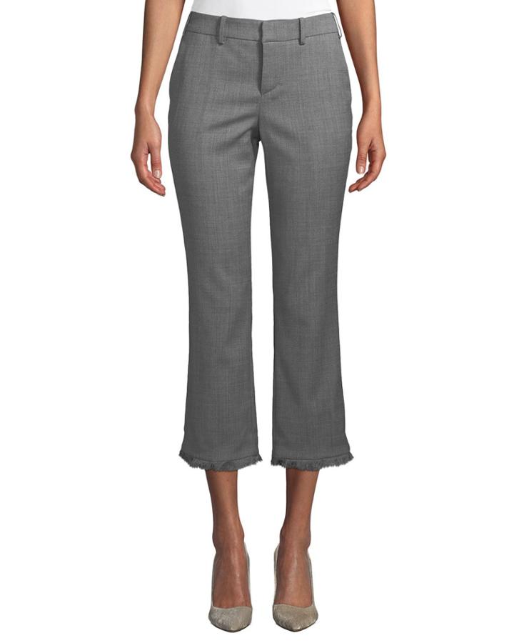 Posh Fringe-hem Tweed Pants