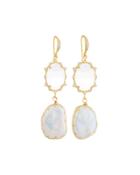 Cz Crystal & Baroque Pearl Double-drop Earrings
