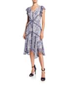Lace Eyelet Flutter-sleeve High-low