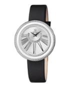 Fifth Avenue 38mm Diamond Watch W/ Satin Strap, Black/silver