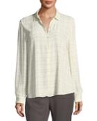 Long-sleeve Plaid Twill Crepe Top