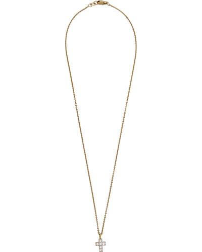 18k Cushion-cut Diamond Cross Pendant Necklace