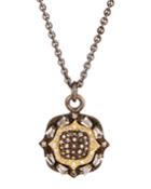 Old World 18k Sapphire & Diamond Cushion Pendant Necklace