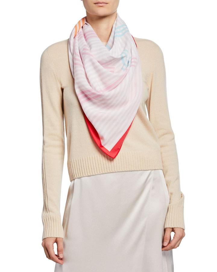 Striped Scarf W/ Colorblock Trim