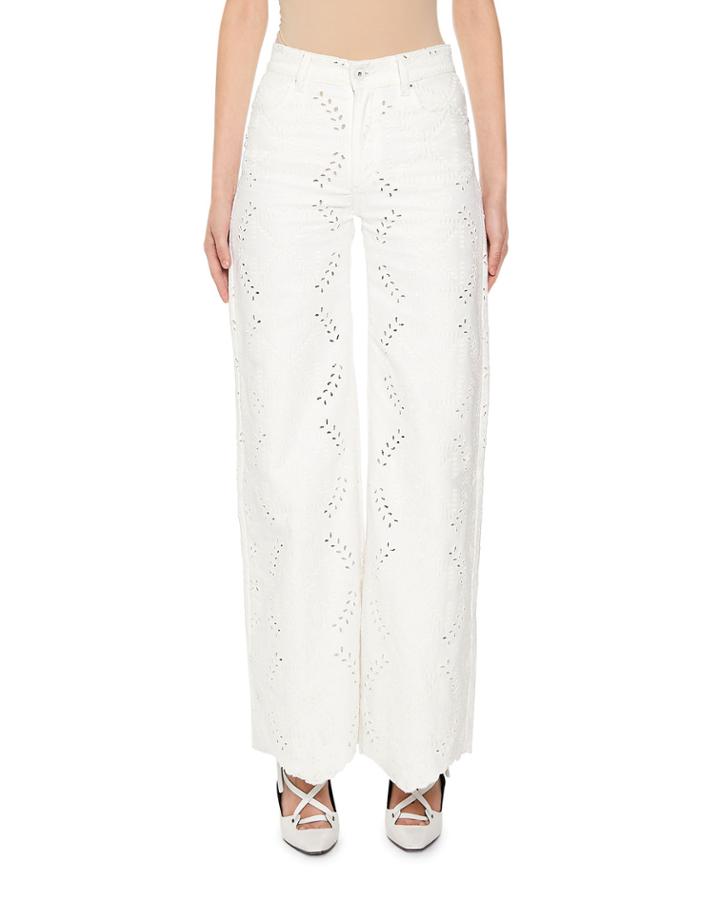 Sangallo Eyelet Embroidered Straight-leg Jeans