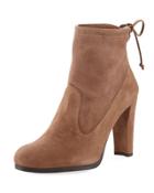 Glove Tie-back Suede Ankle Boot