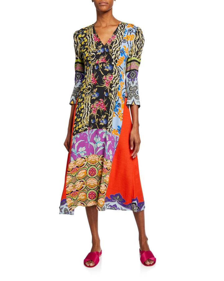 Animal Print & Floral Collage Patchwork Dress