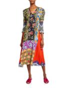 Animal Print & Floral Collage Patchwork Dress