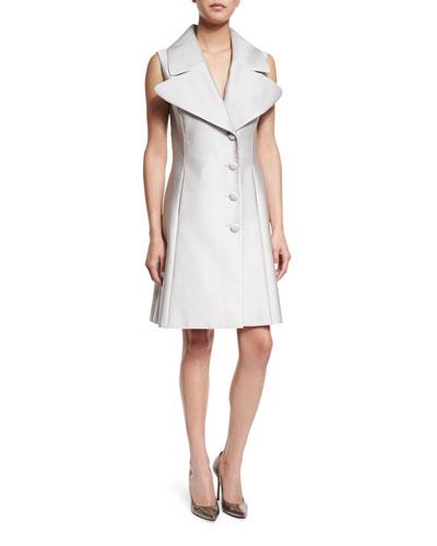 Sleeveless Oversized-lapel Vest Dress,