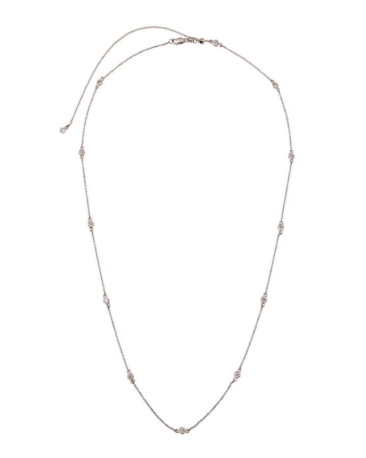 14k White Gold Adjustable By-the-yard Diamond Necklace