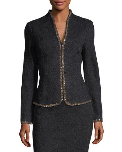 Beaded Shimmer Boucle Knit Jacket