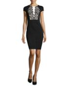 Laundry By Shelli Segal Cap-sleeve Ponte Dress With Lace Trim, Women's,
