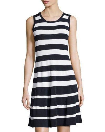 Sleeveless Striped Dress, Deep Navy