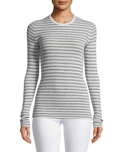 Cashmere Striped Ribbed Long-sleeve Tee