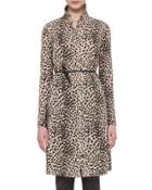 Belted Cheetah-print Shirtdress, Date/steppe