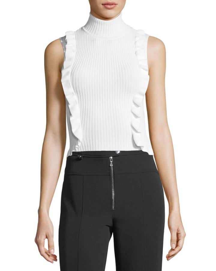 Eleanor Sleeveless Turtleneck Rib-knit Top