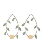 Spring Leaf Cubic Zirconia Drop Earrings