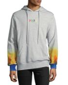 Men's Hoodie Fleece Pullover Sweater With Rainbow Detail