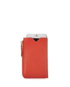 Large Leather Zip-around Phone Wallet, Orange
