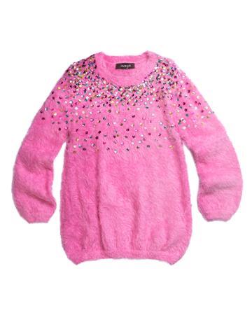 Long-sleeve Yarn Tunic W/ Rainbow Ombre Sequin Detail,