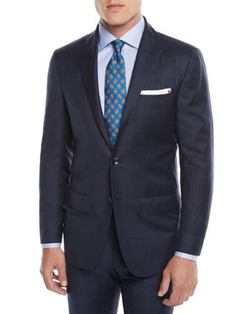 Men's Two-piece Three-button Wool Plaid