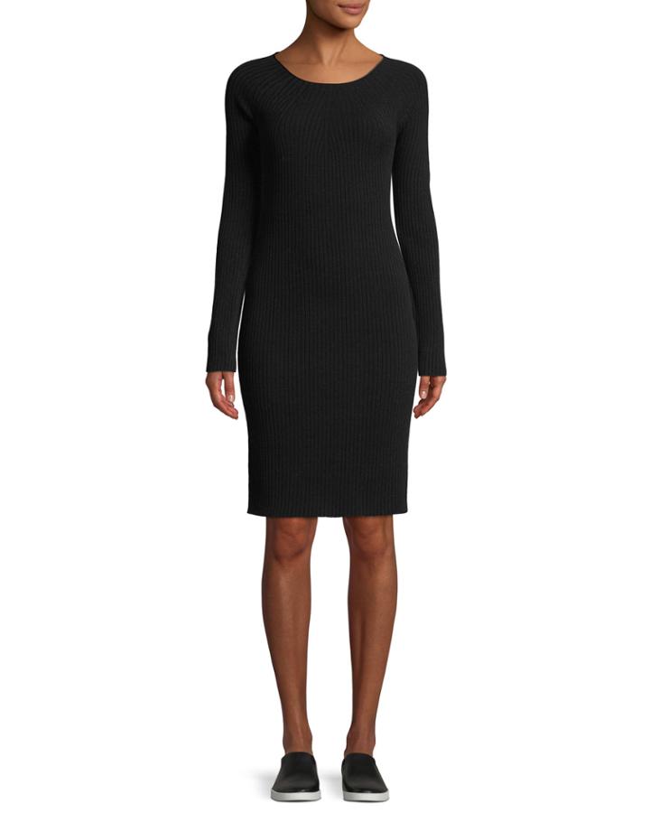 Ribbed Merino Wool Scoop-neck Dress