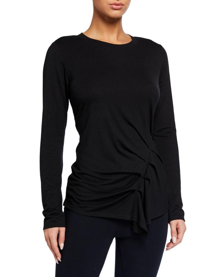 Pleated Front Long-sleeve Tee