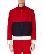 Men's Reversible Stand-collar Colorblock Harrington Jacket