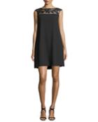 Sheer-illusion Insert A-line Crepe Cocktail Dress