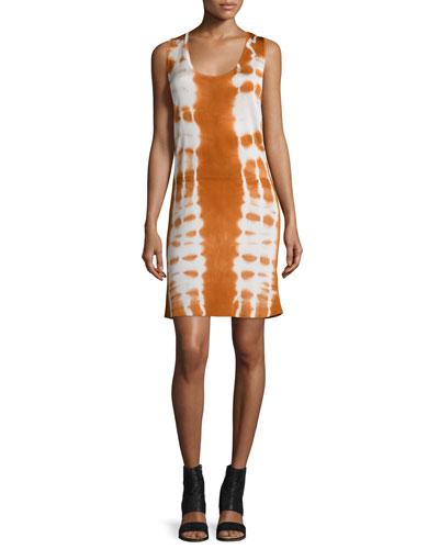Sleeveless Batik Shift Dress, Off White/sunset