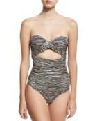 Hermosa Tallulah Cutout Maillot Swimsuit, Black/gold