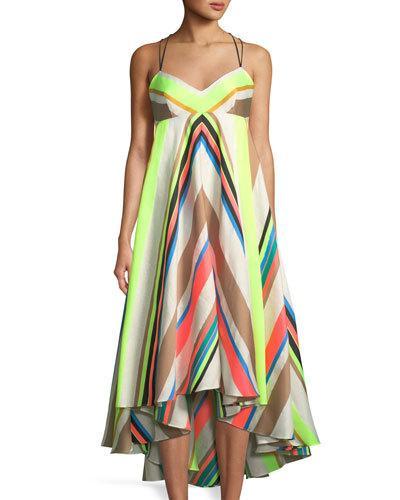 Striped-linen Trapeze Dress