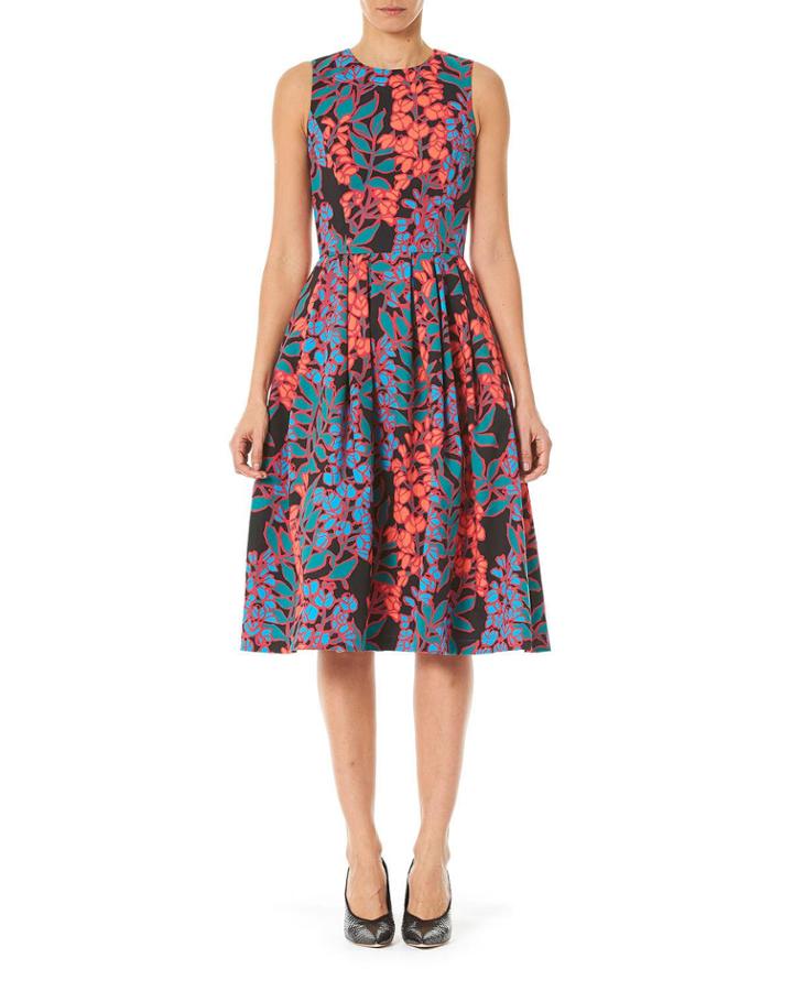 Floral Box-pleated Fit-&-flare