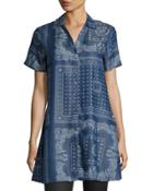 Chambray Bandana-print Tunic, Blue Pattern