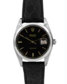 Pre-owned Men's 34mm Oysterdate Leather Watch, Black