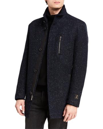 Men's Donegal Tweed Wool-blend Overcoat