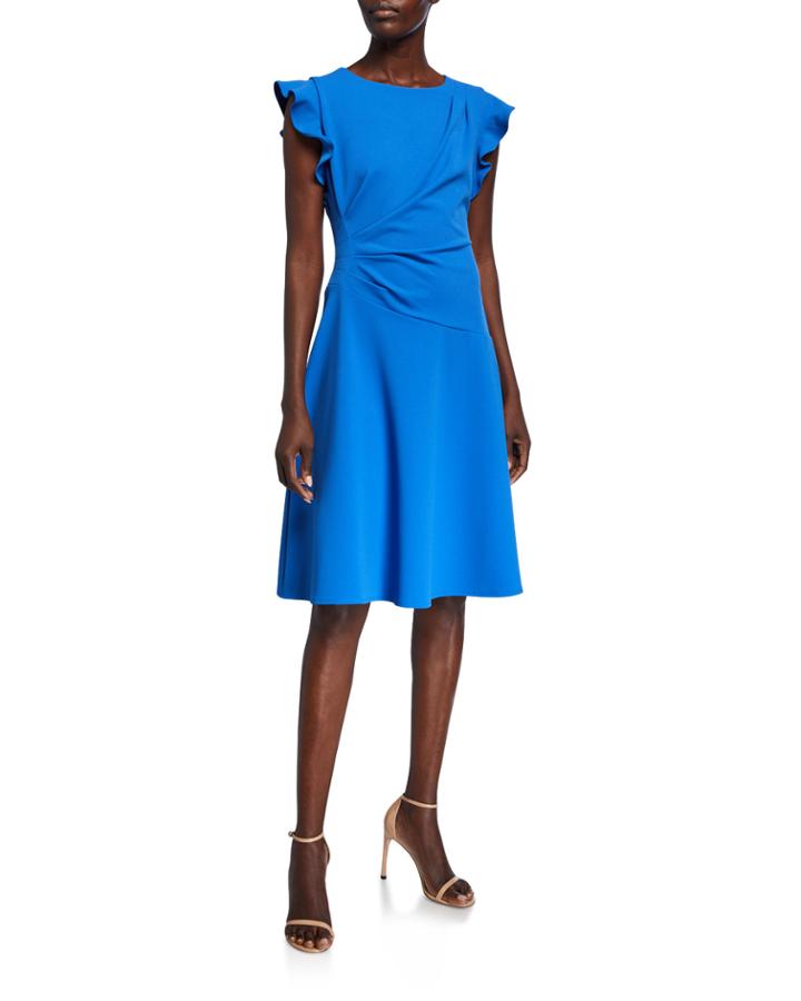 Ruffle-sleeve A-line Dress