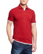 Men's Short-sleeve Contrast-trim Polo