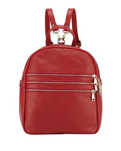 Triple-zip Leather Backpack