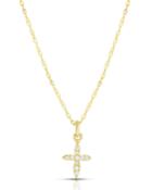 14k Short Diamond Cross Pendant Necklace